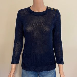Ralph Lauren LRL open knit blue pullover sweater size M